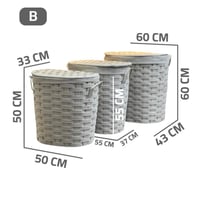 سلة غسيل بيضاوية بغطاء