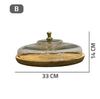 طفرية خشب دائرية مع غطاء زجاجي
