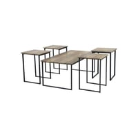 طقم طاولة شاي 5 قطع خشب مستطيل