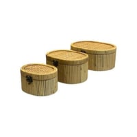 علبة خشب بغطاء شكل بيضاوي