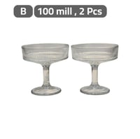 طقم كوب حلا زجاجي قطعتين