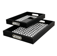 طوفرية تقديم خشب بقاعدة اكريلك أسود