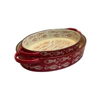 صواني فرن بورسلان نقشة سمكة احمر