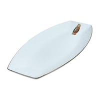 صحن سيراميك أبيض مذهب الأطراف