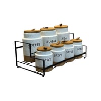 علب بهارات طقم 7 قطع غطاء خشب