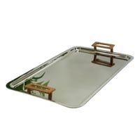 طوفرية تقديم ستانلس ستيل مقابض جلد بني