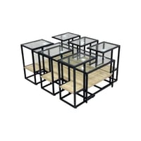 طقم طاولات رف زجاج 6+1