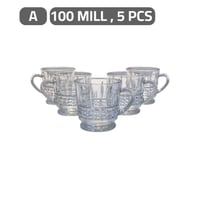 طقم أكواب زجاج شفاف 5 قطع