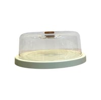 صحن كيك بغطاء ابيض مدور 30 سم