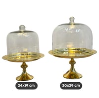 صحن كيك بغطاء زجاج وقاعدة