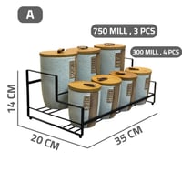 طقم بهارات سيراميك غطاء خشب مسكة جلد