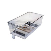 منظم ثلاجة مستطيل بلاستيك شفاف بيد