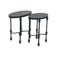 طاولة خدمة بيضاوي زجاج اسود