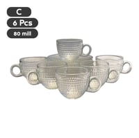 طقم فناجين قهوة تركي زجاج شفاف