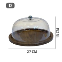 صحن كيك خشب دائري بغطاء