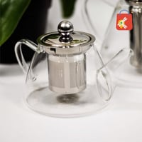 ابريق شاهي زجاج شفاف مع مصفاة ستانلس ستيل