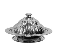 صحن أرز ستانلس ستيل بقاعدة وغطاء