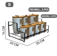 طقم بهارات سيراميك غطاء خشب مسكة جلد