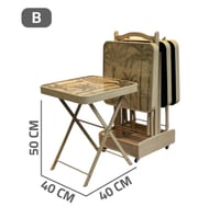 طقم طاولات شاي خشبي 4 + ستاند
