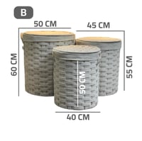 سلة غسيل دائرية بلاستيك بغطاء