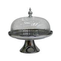 صحن تقديم سيراميك بغطاء بلاستيك