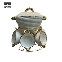 طقم شوربة سيراميك بالحامل 7 قطع