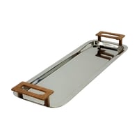 طوفرية تقديم ستانلس ستيل مقابض جلد بني