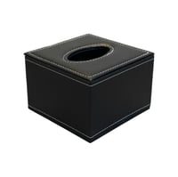 علبة مناديل جلد أسود