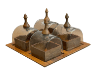 طقم ضيافة خشب غطاء زجاج مربع