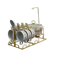 طقم شورية سيراميك 16 قطعة بستاند معدني