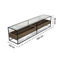 طاولة شاشة زجاج مع رف خشبي مقسم