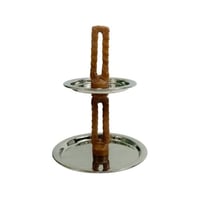 ستاند تقديم ستانلس ستيل دورين جلد بني