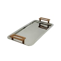 طوفرية تقديم ستانلس ستيل مقابض جلد بني