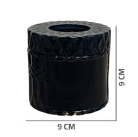 علبة مناديل زجاج أسود دائري