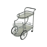 عربة ضيافة فضي وذهبي مع زجاج