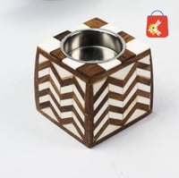 طقم مبخرة خشب مع صدف بني