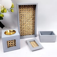 طقم مبخرة خوص هندي فاخر رصاصي