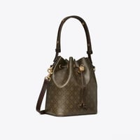 T MONOGRAM COATED CANVAS BUCKET BAG