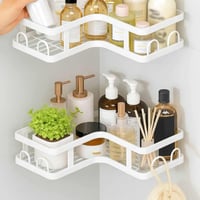 رفوف حمامات زاوية ستيل لاصقة متوفر قطعتين أنيقة وف...