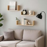 رفوف جدارية خشبية ديكور 3 قطع معلقة بمقاسات مختلفة