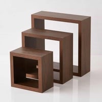 رفوف خشب جدارية مربعات معلقة أنيقة 3 أحجام لون بني