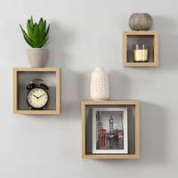 ارفف خشب ديكور مربعات معلقة 3 قطع بأحجام مختلفة