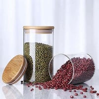 علب بهارات زجاج بغطاء خشبي مزود بإطار مطاطي لمنع ا...