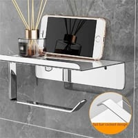 حامل مناديل رول للحمام ستانلس ستيل مع رف تثبيت سهل...