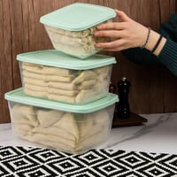 حافظات طعام بلاستيك بغطاء 3 قطع بأحجام مختلفة لحفظ...