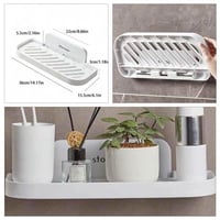 رف تخزين للحمام ابيض بلاستيك قابل للطي، اكسسوار حم...