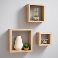 ارفف خشب ديكور مربعات معلقة 3 قطع بأحجام مختلفة