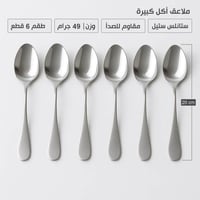 طقم ملاعق طعام ستيل فاخرة 6 قطع وزن 49 جم