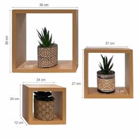 ارفف خشب ديكور مربعات معلقة 3 قطع بأحجام مختلفة