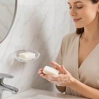 علب صابون بلاستيك شفاف، حامل صابون جداري لاصق أو أ...